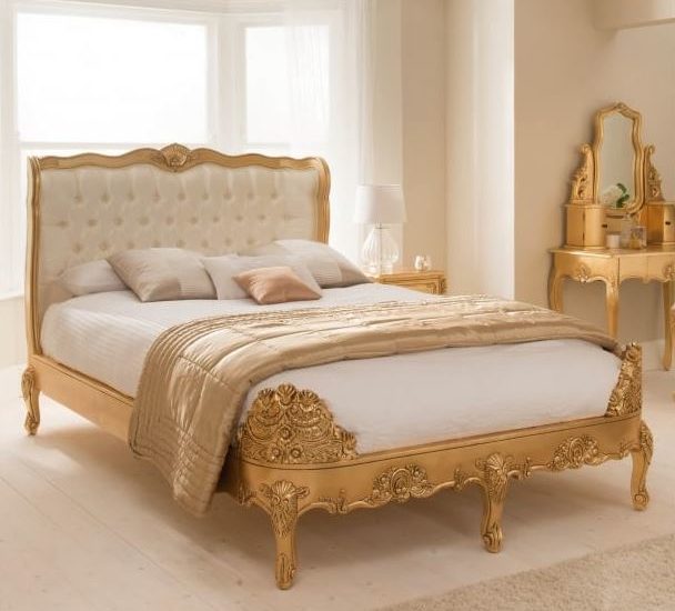 Gold shabby chic style bed by Homes Direct 365